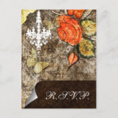 Rustic Chic Brown  Roos Wedding Uitnodiging Briefkaart (Voorkant)