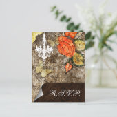 Rustic Chic Brown Roos Wedding Uitnodiging Briefkaart (Staand voorkant)