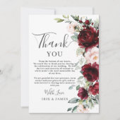 Rustic Chic Burgundy Blush Pink Floral Wedding Bedankkaart (Voorkant)