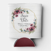 Rustic Chic Burgundy Floral Wedding Save the Date Blikjeskoeler (Voorkant)