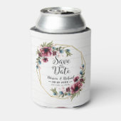 Rustic Chic Burgundy Floral Wedding Save the Date Blikjeskoeler (Blikje Achterkant)