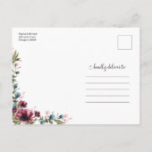Rustic Chic Burgundy Floral Wedding Save the Date Briefkaart (Achterkant)