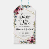Rustic Chic Burgundy Floral Wedding Save the Date Cadeaulabel (Voorkant)