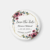 Rustic Chic Burgundy Floral Wedding Save the Date Magneet (Voorkant)