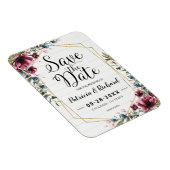 Rustic Chic Burgundy Floral Wedding Save the Date Magneet (Rechterzijde)