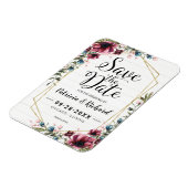Rustic Chic Burgundy Floral Wedding Save the Date Magneet (Linkerzijde)