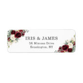Rustic Chic Burgundy Ivory White Floral Wedding Etiket (Voorkant)