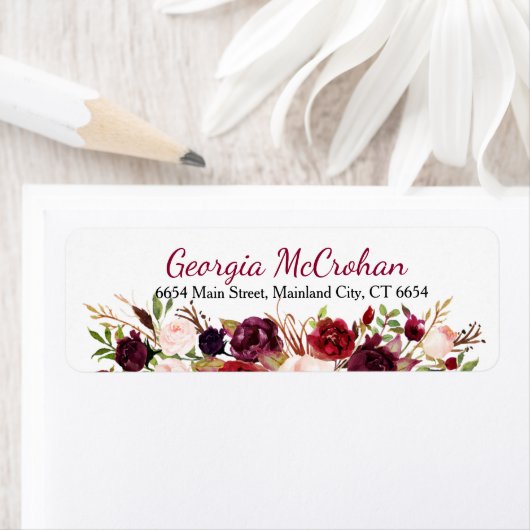 Rustic Chic Burgundy Marsala Return Address Label (Insitu)