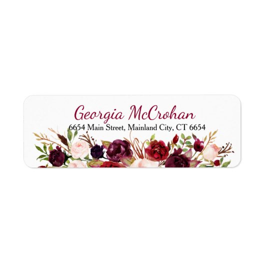 Rustic Chic Burgundy Marsala Return Address Label (Voorkant)