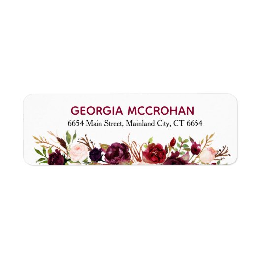 Rustic Chic Burgundy Marsala Return Address Label (Voorkant)
