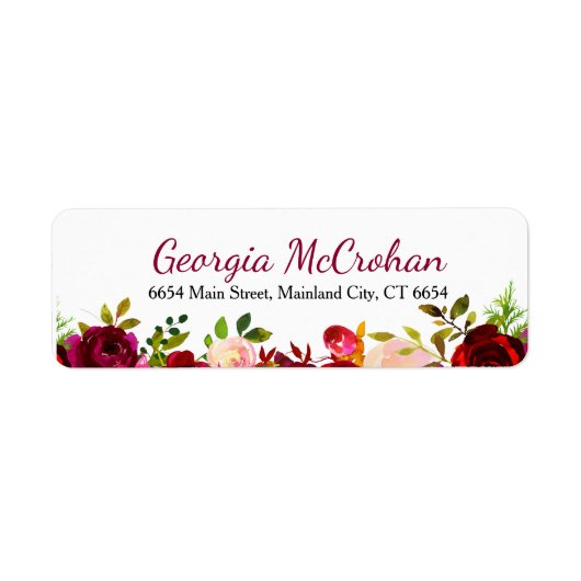 Rustic Chic Burgundy Marsala Return Address Label (Voorkant)