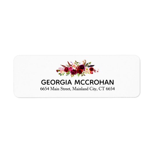 Rustic Chic Burgundy Marsala Return Address Label (Voorkant)