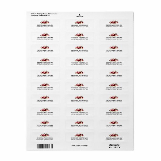 Rustic Chic Burgundy Marsala Return Address Label (Full Sheet)