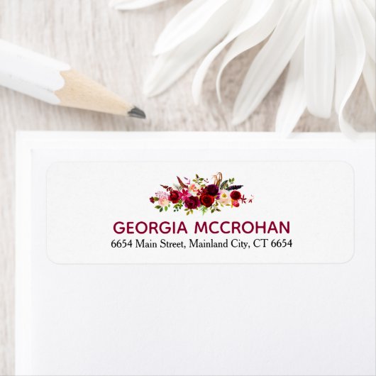 Rustic Chic Burgundy Marsala Return Address Label (Insitu)