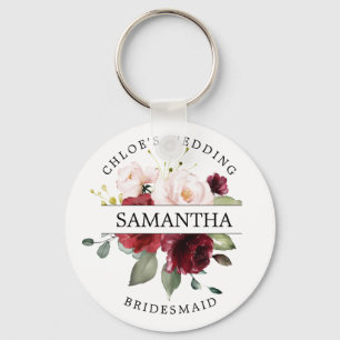 Rustic Chic Burgundy Red Blush Pink gepersonalisee Sleutelhanger