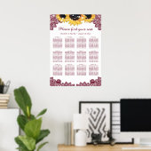 Rustic Chic Burgundy Sunflower Seating Chart 12 Poster (Thuiskantoor)