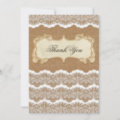 Rustic Chic burlap en lace country bruiloft Bedankkaart (Voorkant)