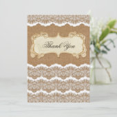 Rustic Chic burlap en lace country bruiloft Bedankkaart (Staand voorkant)