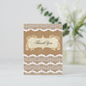 Rustic Chic burlap en lace country bruiloft Briefkaart (Staand voorkant)
