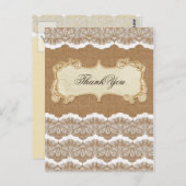 Rustic Chic burlap en lace country bruiloft Briefkaart (Voorkant / Achterkant)