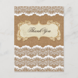 Rustic Chic burlap en lace country bruiloft Briefkaart