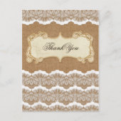 Rustic Chic burlap en lace country bruiloft Briefkaart (Voorkant)