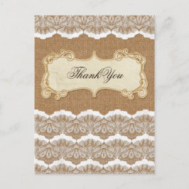 Rustic Chic burlap en lace country bruiloft Briefkaart