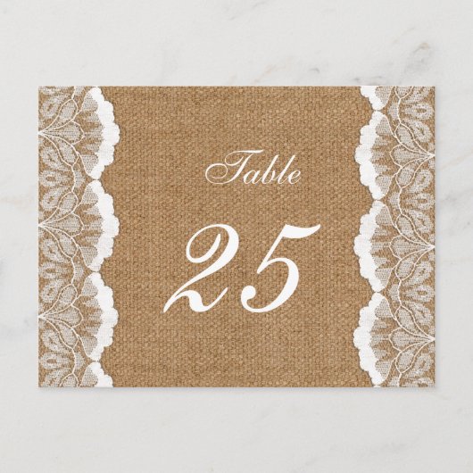 Rustic Chic burlap en lace country bruiloft Briefkaart (Voorkant)