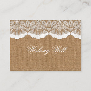 Rustic Chic burlap en lace country bruiloft Informatiekaartje