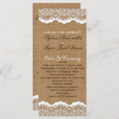 Rustic Chic burlap en lace country bruiloft Programmakaart (Voorkant / Achterkant)
