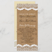Rustic Chic burlap en lace country bruiloft Programmakaart (Voorkant / Achterkant)
