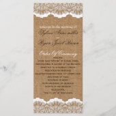 Rustic Chic burlap en lace country bruiloft Programmakaart (Voorkant)