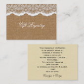 Rustic Chic burlap en lace country bruiloft Visitekaartje (Voorkant / Achterkant)