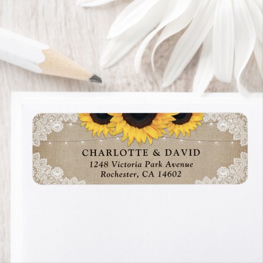 Rustic Chic  Burlap en Lace Sunflower Etiket (Insitu)