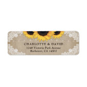 Rustic Chic  Burlap en Lace Sunflower Etiket (Voorkant)