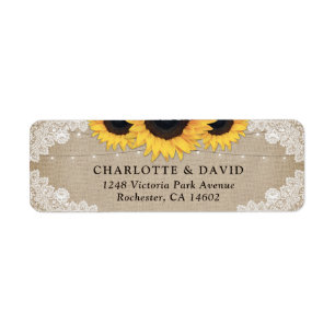 Rustic Chic Burlap en Lace Sunflower Etiket