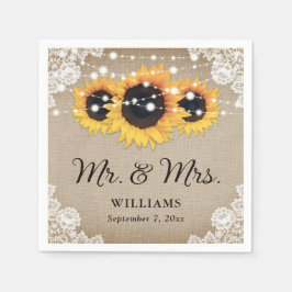 Rustic Chic  Burlap Lace Sunflower Wedding Servet