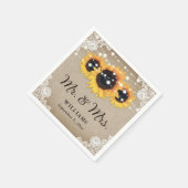 Rustic Chic Burlap Lace Sunflower Wedding Servet (Hoek)