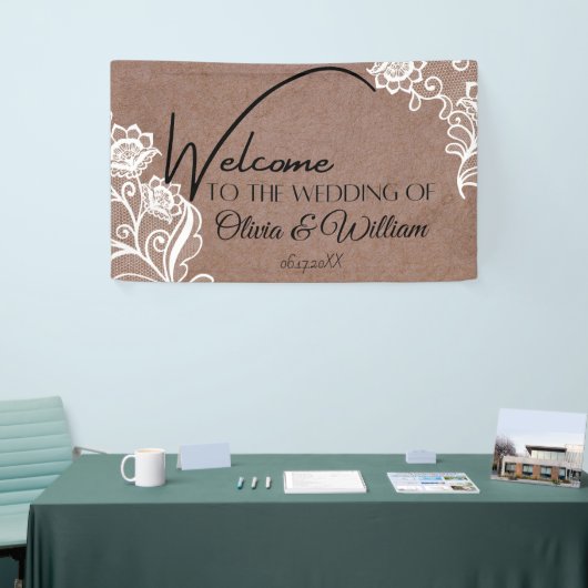 Rustic Chic Calligraphy Wedding Welcome Spandoek (Beurs)