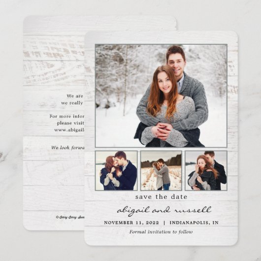Rustic Chic Collage Wedding Save the Date Card Feestdagenkaart (Voorkant / Achterkant)
