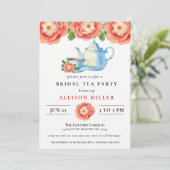 Rustic Chic Coral Floral Tea Party Vrijgezellenfee Kaart (Staand voorkant)