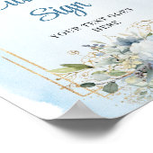 Rustic Chic Dusty Blue Greenery Gold Custom Sign Poster (Hoek)