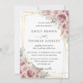 Rustic Chic Dusty Roos Blush Floral Pampas Wedding Kaart (Voorkant)