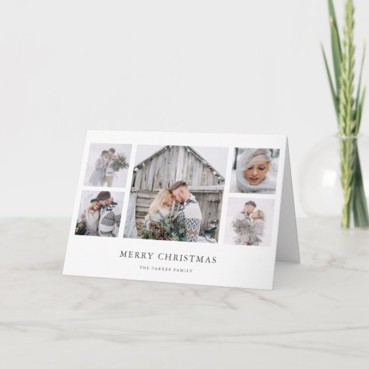 Rustic Chic | Eenvoudig, minimaal kerstfotoraster Feestdagen Kaart (Voorkant)