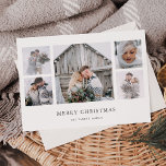 Rustic Chic | Eenvoudig, minimaal kerstfotoraster Feestdagenkaart<br><div class="desc">Deze elegante,  stijlvolle kerstkaart biedt een vijf fotocollage met een eenvoudige witte achtergrond en een klassieke,  donkergrijze tekst. De perfecte minimalistische zoektocht naar uw feestelijke groeten!</div>