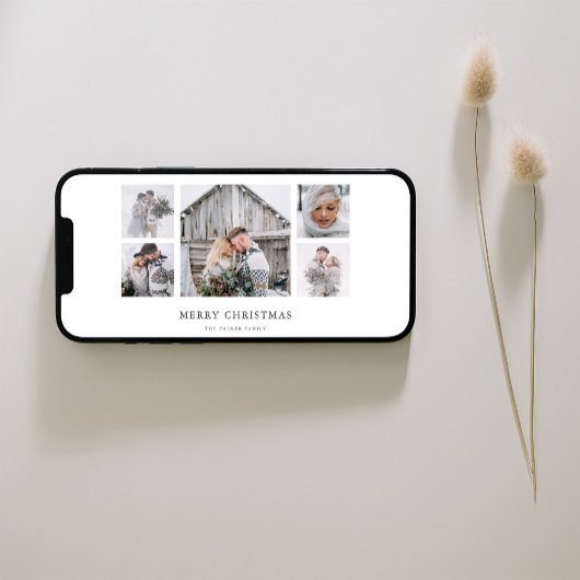 Rustic Chic | Eenvoudig, minimaal kerstfotoraster Feestdagenkaart