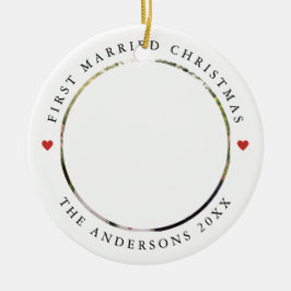 Rustic Chic | Eerste kerstfeest met foto Keramisch Ornament