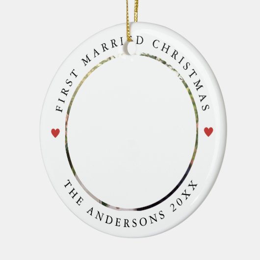 Rustic Chic | Eerste kerstfeest met foto Keramisch Ornament (Links)