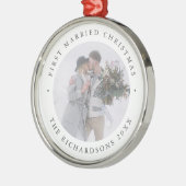 Rustic Chic | Eerste kerstfeest met foto Metalen Ornament (Links)