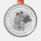 Rustic Chic | Eerste kerstfeest met foto Metalen Ornament (Voorkant)